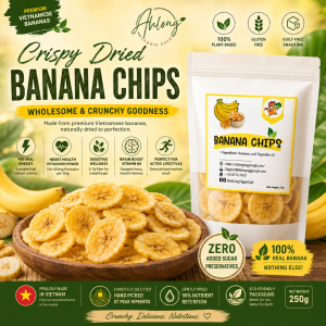 Ah Long Veggie Cafe Crispy Dried Banana Chips Natural Taste Delicious and No Sugar or Preservatives added (250g)
