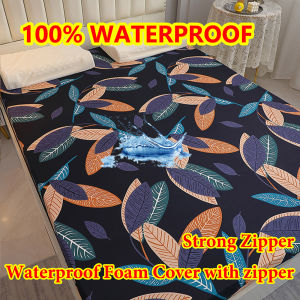 4 Inches 100% Waterproof Foam Cover with Long Zipper Bed Cover with Zipper Mattress Protector