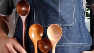 [XnMus.] 1Pcs Long Spoon Wooden Korean Style Natural Wood Long Handle Round Spoons For Soup Cooking Mixing Stir Spoon Dessert Spoon