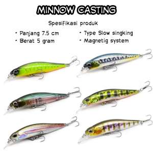 umpan casting trolling minow 7.5 cm berat 5 gram