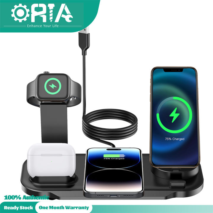 ORIA Wireless Charger with Lightning/C Ports, in Wireless Charging  Station for iPhone 15/14/13/12/11/Pro Max/XS/XR/X/8, AirPods, Mobile  Charging