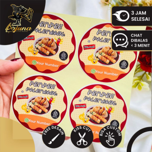 5-8 Arjuna Sticker Makanan Khas Palembang Pempek Tekwan Bulat Label Produk Custom Brand
