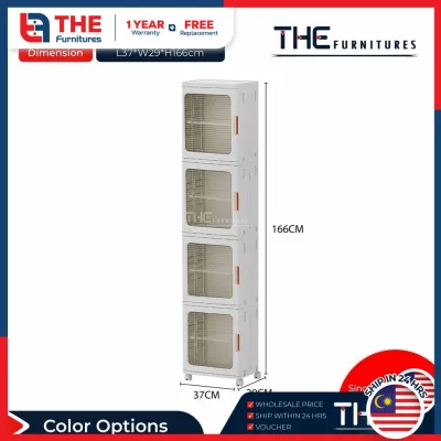 THE L25-65cm (2-3 Layers) Single/Double Door Installation Free Foldable Storage Cabinet With Wheels