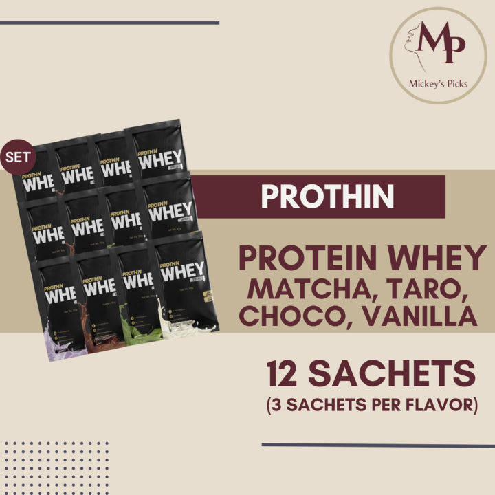 Prothin Whey Ripped Protein Powder 12 Sachets Assorted | 25g Protein, BCAA,  L-Carnitine, Glutamine