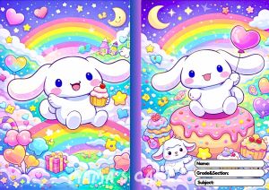 Cinnamoroll A5 School Notebook for Kids Girls Student | Waterproof Laminated Cover | 70 GSM Thick Paper