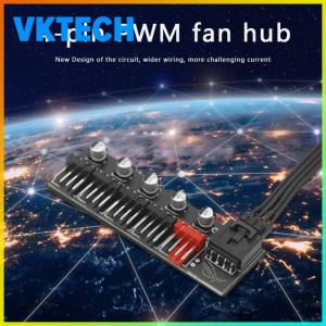 [Vktech] 5 Ports PC Cooling Fan Hub Splitter with Speed Controller for 4 Pin PWM Fans Compatible with Gaming PC Builds