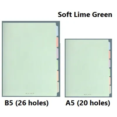 A5(20 holes)/B5(26 holes) Soft Pastel Color Binder Notebook Refillable with Pastel Index Divider