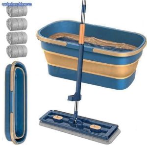Bộ chổi lau nhà gấp gọn bao gồm 1 cây lau nhà và 1 thùng ddungjwj nước tặng kềm thêm 2 miếng lau