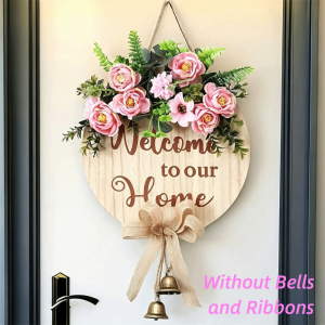 NALANILI 2D Flat 2D Round Welcome Sign Warm Home Retro Style Hanging Wooden Board Round Doorplate Front Door Decor