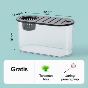 AKUARIUM OVAL PENDEK BAHAN PLASTIK AKRILIK AQUARIUM IKAN CUPANG IKAN HIAS DAN TANAMAN HIAS PETHOMES