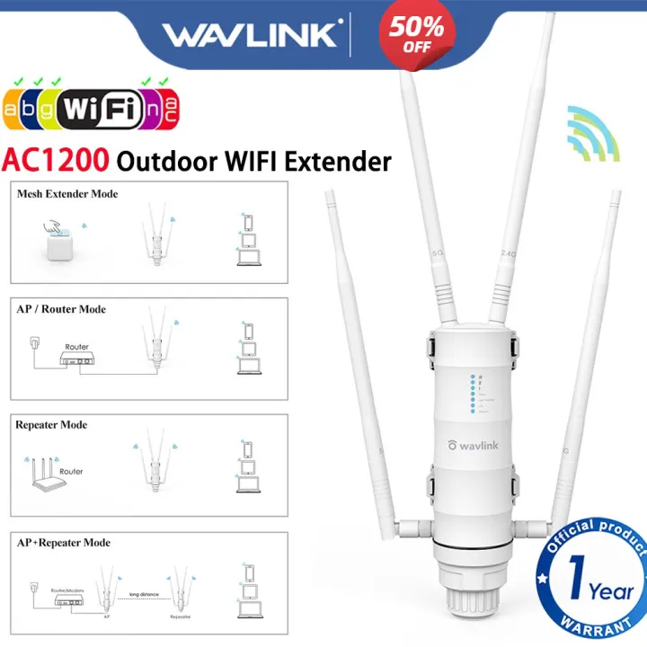 本地现货WAVLINK AC1200 Outdoor Weatherproof WiFi Extender/Repeater, Dual-Band 2.4GHz + 5GHz,1200Mbps