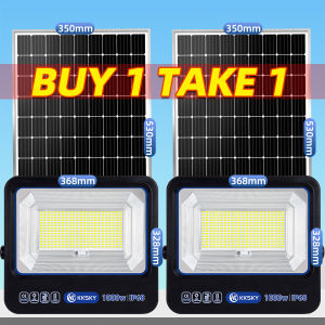 EEKOO Buy 1 Take 1 LED Solar Flood Light Outdoor Waterproof New Upgrade Solar Lights Wth Solar Panel Household Garden Lamps Automatic With Remote Control For Garden Balcony Garage 500W 1000W