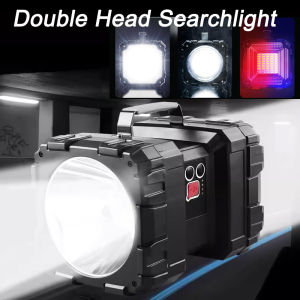 Double Head Searchlight Portable Flashlight Super Bright LED Touchlight Outdoor Waterproof Light Emergency Light USB Rechargeable Light for Camping