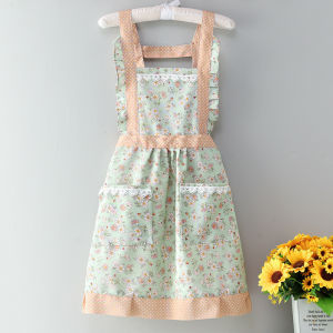 New Apron Memasak Motif Bunga Celemek Dapur Stylish Cantik Terdapat Kantong CLM07