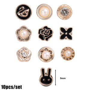 50Pcs Shirt Brooch Buttons Fashion Rhinestone Pearl Buttons Detachable Shirt Safety Safty Button Pins