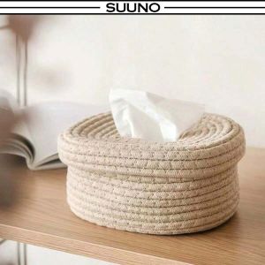 SUUNO Japanese Ins Tissue Holder Tissue Box Tissue Bag Cotton Rope Woven Tissue Storage Box Handmade Workstation Tabletop Office Computer Desktop Table Beg Tali Bakul Accessories Tool Kit Set System Device