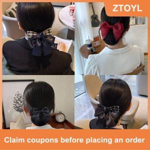 【ZTOYL】 Vocational Nurse Airline Stewardess Hair Net Pocket Accessories Elegant Hair Bow Work Hairpin