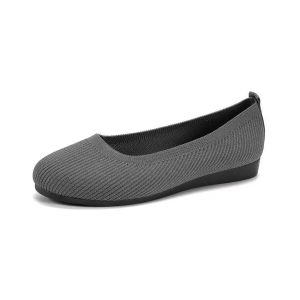 Free Shipping Plus-Size Knitted Loafers For Women Shallow-Toe Soft-Soled Flat Shoes Breathable For Autumn