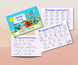 Personalized Tracing Pad for Young Learners (Pakibasa po muna ang description bago magcheck out) Cursive Alphabet Number Shapes Tracing Sentence Practice