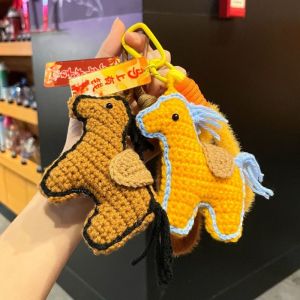 JOEYTH Knitting Wool Pony Keychain Handmade Cartoon Year Horse Pendant Chinese Style Traditional Mobile Phone Chain New Year Gift