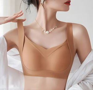 OK Bra Thin Seamless Underwear Anti-sagging Small Shest Push Up Non-wired Double Shoulder Strap Womens Comfortable Sports Bra