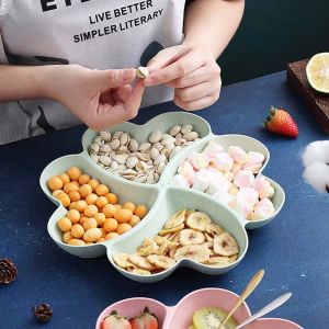 4-grid Fruit Plate Tray Heart Shaped Creative Plates Dried Fruit Snack Plates Divided Candy Dessert Plate Kitchenware