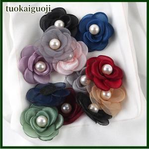 tuokaiguoji 1Pcs 5cm Mesh Gauze Flowers For DIY Wedding Party Decorations Floral Wreath Scrapbook Craft 3D Fabric Flowers