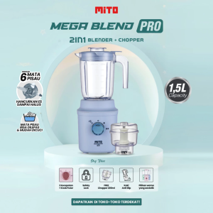 Mito Blender Mega Blend Pro BL300 - 15L Jar 2 Tingkat Kecepatan + Pulse + 6 Mata Pisau dengan Ice Crusher