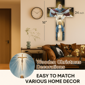 Wooden Cross Wall Decor Catholic Christian Religious Wall Hanging for Christmas Background Creative Wooden Craft Home Decoration