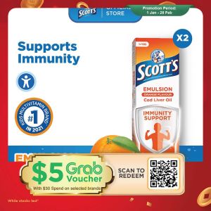 [2 Pack] SCOTTS Emulsion Cod Liver Oil with Vitamin A D & Calcium for Children Support Immunity Orange 400ml
