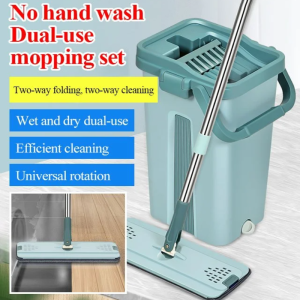 Household wet and dry rotary mop tile floor clean handfree flat mop lazy washfree mop set