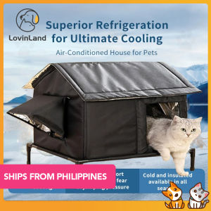Lovinland Stray Cat House Air Conditioned Elevated Dog House Ice Cool House Summer Shelter for Indoor Outdoor Feral Cats & Small Dogs Suitable for All Seasons Insulated Waterproof Insulated Moistureproof Design