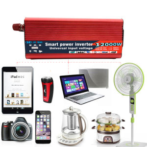 JUXING 12000W/8000W Power Inverter DC Universal Input 12V/24V to AC 220V With Universal Socket +30A Solar Controller with Dual USB Port For Car/ Truck Use Emergency Power Supply