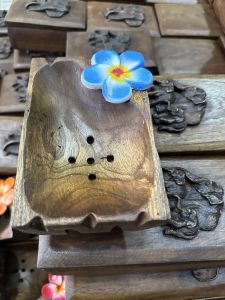 กล่องสบู่ ไม้สัก ดอกลีลาวดี 5สีสวย จานวางสบู่ ถาดวางสบู่ ถาดไม้สัก วางของ เอเนกประสงค์อุปกรณ์ห้องน้ำ Soap Dish