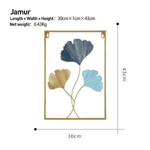WallDecor Hiasan Dinding Frame Metal Gold / EMAS Daun Leaf Ginko Scandinavian/ WALL Decor Nordic /Ornaments / Pajangan Besi / Tropical/ Pajangan Dinding