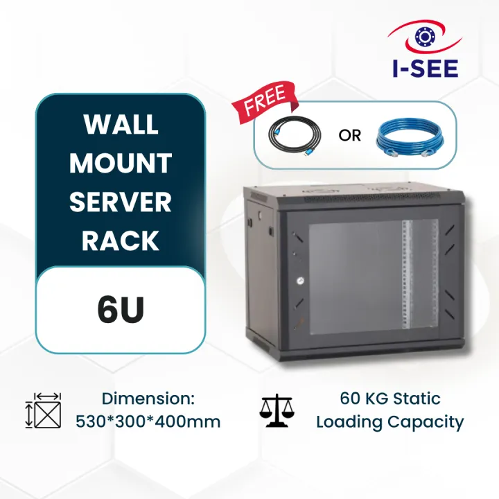 [FREE HDMI/Cat 6 Cable] Wall Mount Server Rack 4U(53*24*40cm)/ 6U (53*30*40cm)/ Cooling Fan, CCTV Recorder Stand Rack