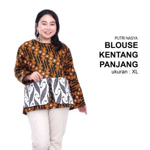 Blouse Big Size Wanita Atasan Batik Jumbo Kerja L-XL-2L-3L-4L-5L-6L-7L Model Blus Jumbo Seragam Batik / Atasan Formal Kantor Big Size Wanita