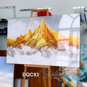 Tranh Decor hiện đại núi non hữu tình phong thủy tráng gương treo tường Khung ảnh tráng gương treo tường decor DQC93