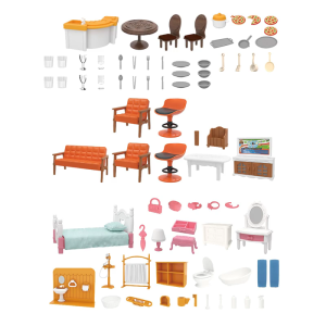 Miniature Room Furniture Set with Accessories for 1/12 Dollhouses Decorations Scene Landscaping for Kids Roleplay Game