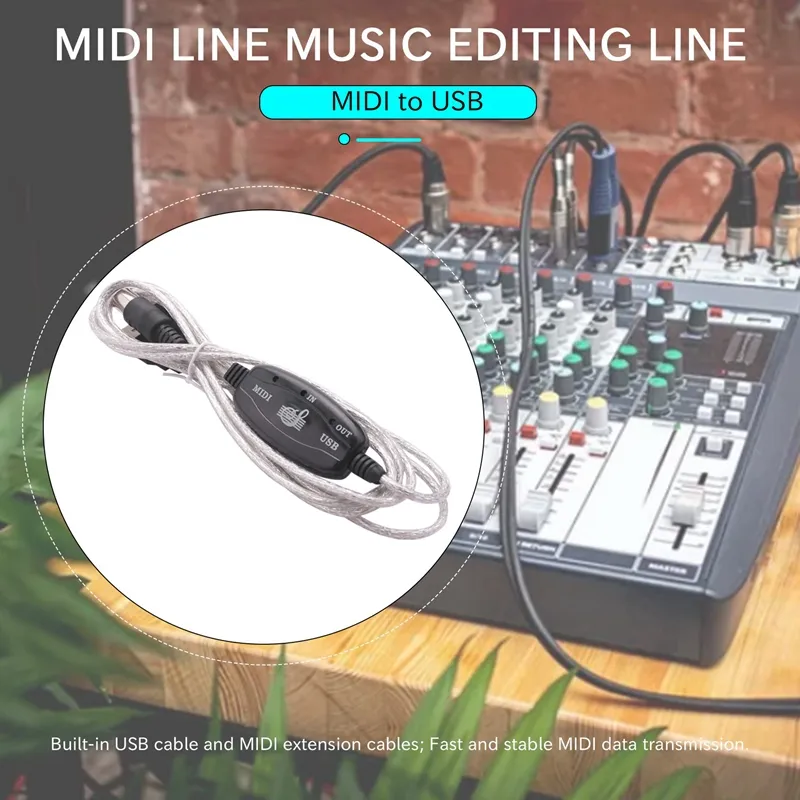 MIDI to USB Cable Converter Connector PC to Synthesizer Music