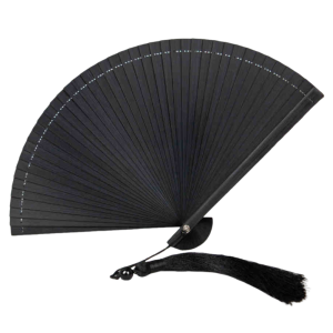 GAOSU Phong cách Trung Quốc Quạt tre màu sắc đồng nhất Di động Tinh tế Quạt cầm tay thanh lịch Thời trang với tua rua ngẫu nhiên Quạt gập có tua Trang trí nhà cửa