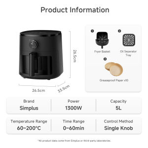 [New Launch] Simplus 13-in-1 Air Fryer | 5L | Fry Grill Bake...++ | Up to 90% Less Fat | Touch Screen KQZG022