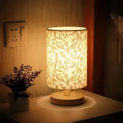Lamps hade Lamp shades Fabric Art Wood Study Table Lamp LED Night Light and a Gorgeous Lampshade Great for Bedroom Decor#TD001