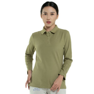 BLUEBUTTON Polo Shirt Wanita Lengan Panjang Light Blue