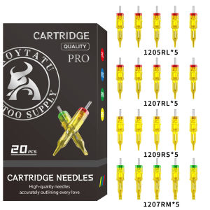 TROYTATU Tattoo Needle Cartridge 20PCS/Box Tattoo Needles RS/RM/RL/M1 Mix Size Disposable Tattoo Needle Tattoo Supplies for Tattoo machine and Artist