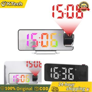 Projection Alarm Clock with Adjustable Brightness Digital Clock and Candleholder for Bedroom Decor