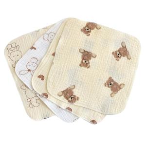 4 Pack Baby Washcloths Soft Absorbent Cotton Washable- Saliva Towel Face Wipes Newborn Bath Face Towel Wipes Baby Bibs