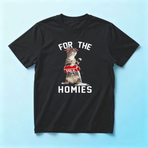 Bandana Cat Milk Box Graphic T Shirt Men For The Homies Text Minimal Hip Hop Pet Design Casual Streetwear Tops