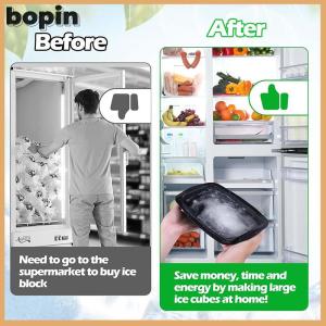 Bopin แม่พิมพ์น้ำแข็งขนาดใหญ่พิเศษแม่พิมพ์ซิลิโคนก้อนน้ำแข็งขนาดใหญ่เครื่องทำน้ำแข็งแบบนำกลับมาใช้ใหม่ได้ถาดน้ำแข็งขนาดใหญ่สำหรับบ้าน