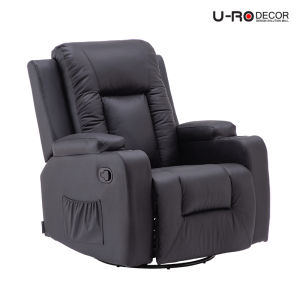 U-RO DECOR รุ่น ANDORA-R (แอนโดรา-อาร์) สีดำ เก้าอี้นวดหนังแท้ปรับนอนได้ massage recliner chair/ Sofa เก้าอี้เอนนอน เก้าอี้พักผ่อน เก้าอี้หนัง อาร์มแชร์ เก้าอี้